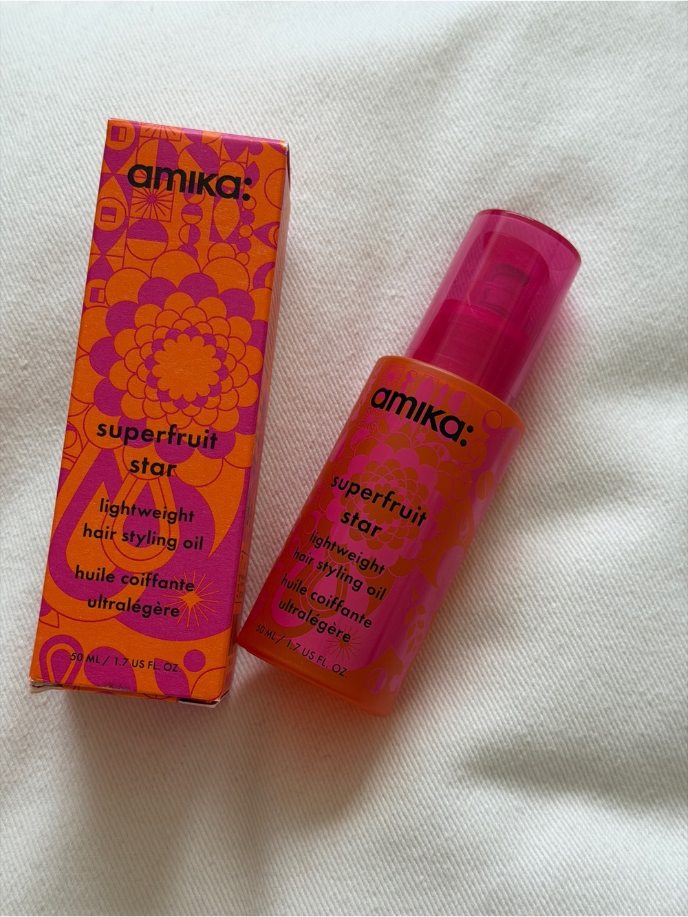 amika Superfruit Star Lightweight Hair Styling Oil - Pink/Orange